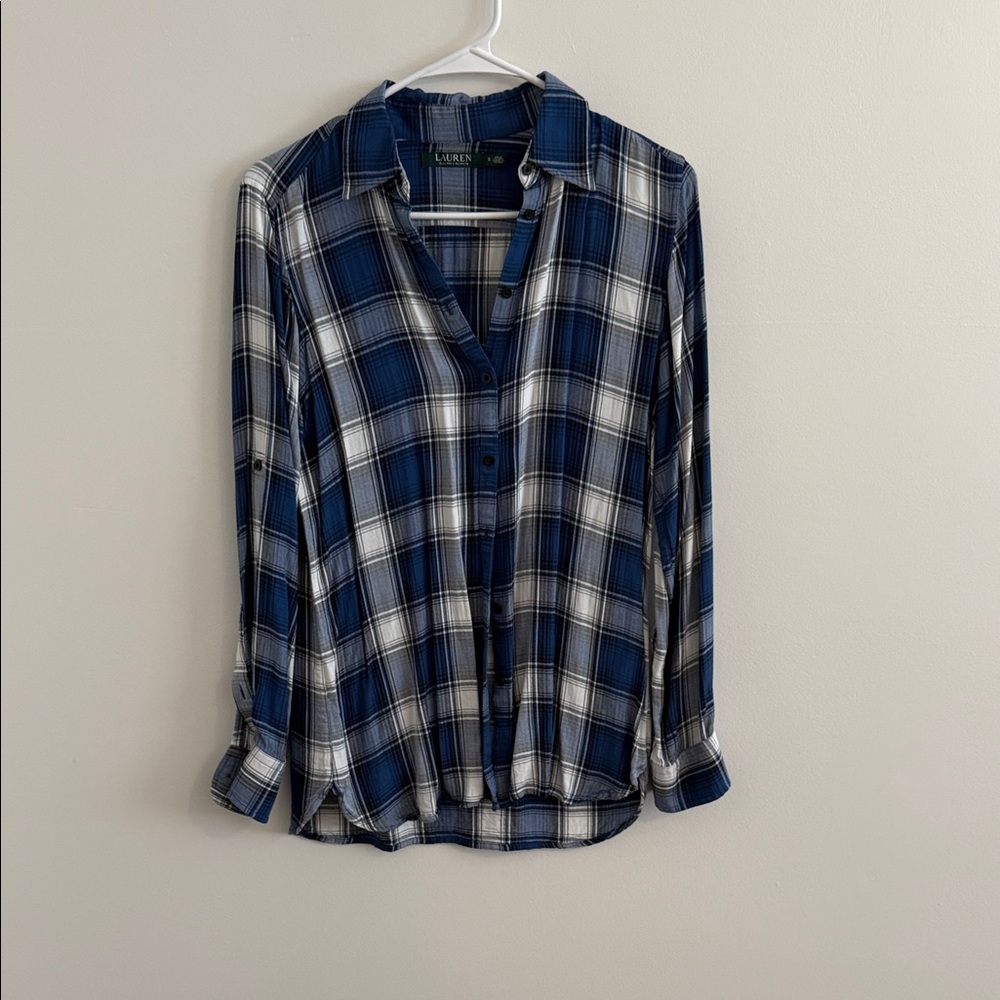 Ralph Lauren Navy and White Checkered Shirt